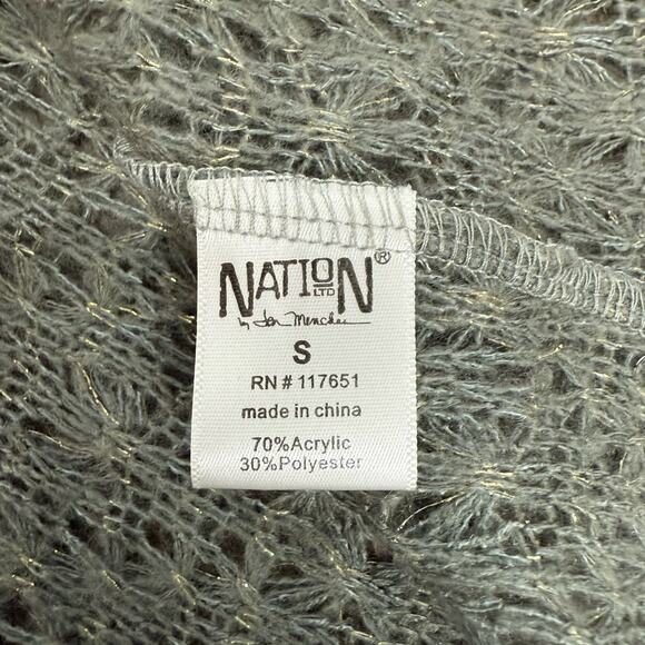Nation LTD Revolve Gray Gold Sparkle Open Knit Half Dolman Sleeve Sweater size S - Picture 5 of 10